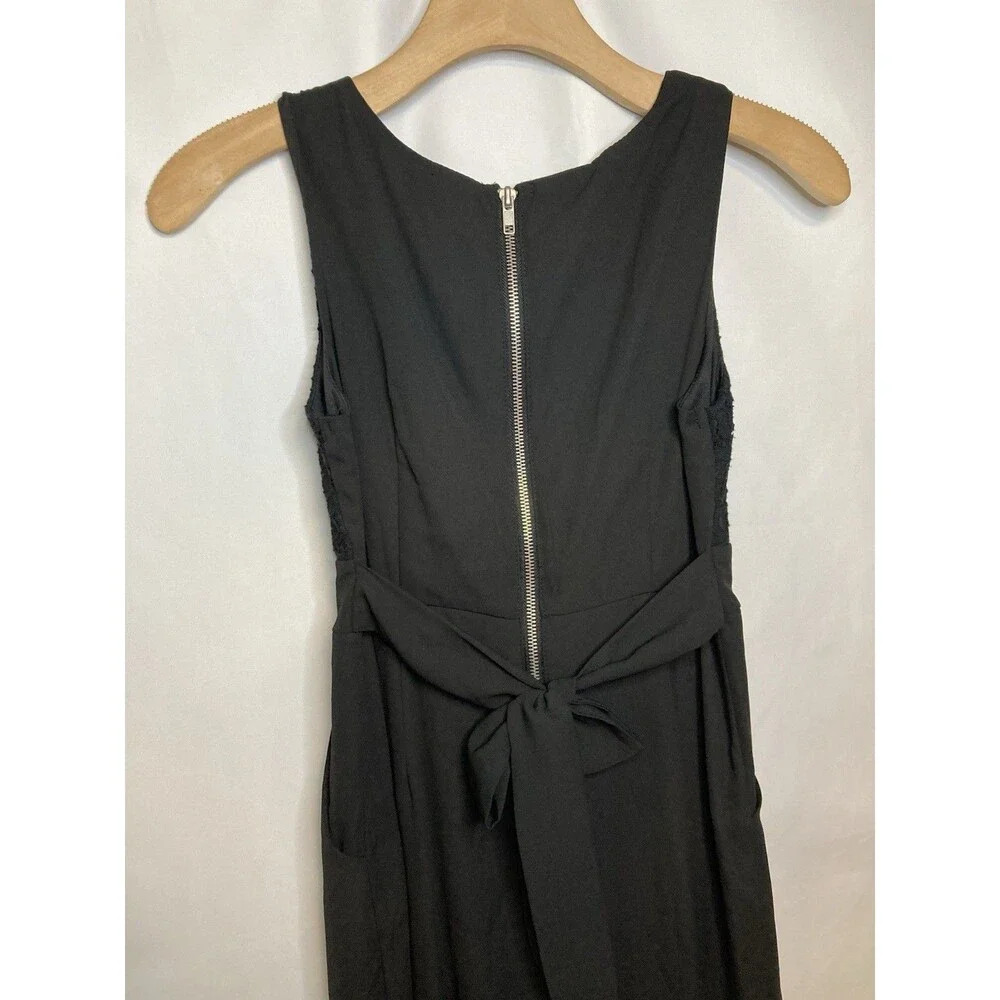 Women's Jumpsuit Black Lace S Sz 3 Sleeveless Wide Leg Romper Tie Gothic Chic